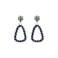 Triangular black and white drop earrings